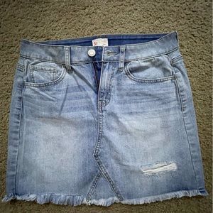 Light blue jean skirt with Fringe